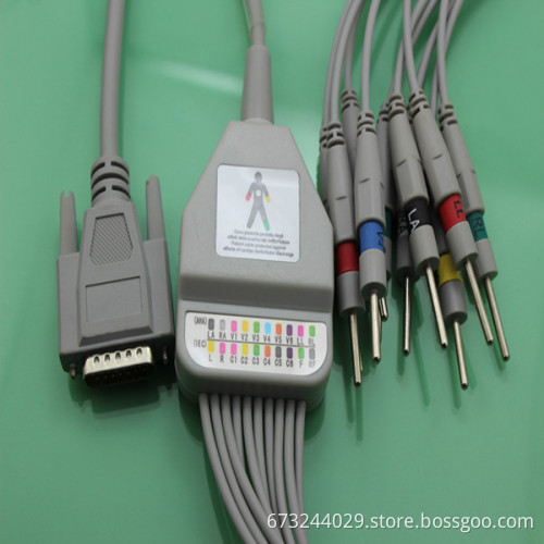 Nihon Kohden ekg cable with din3.0, 10/12 lead ekg cable, medical ecg ekg cable
